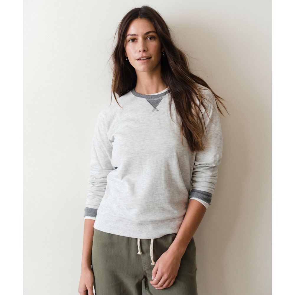 Marine Layer Varsity Raglan Sweatshirt Heather Gray Size XS